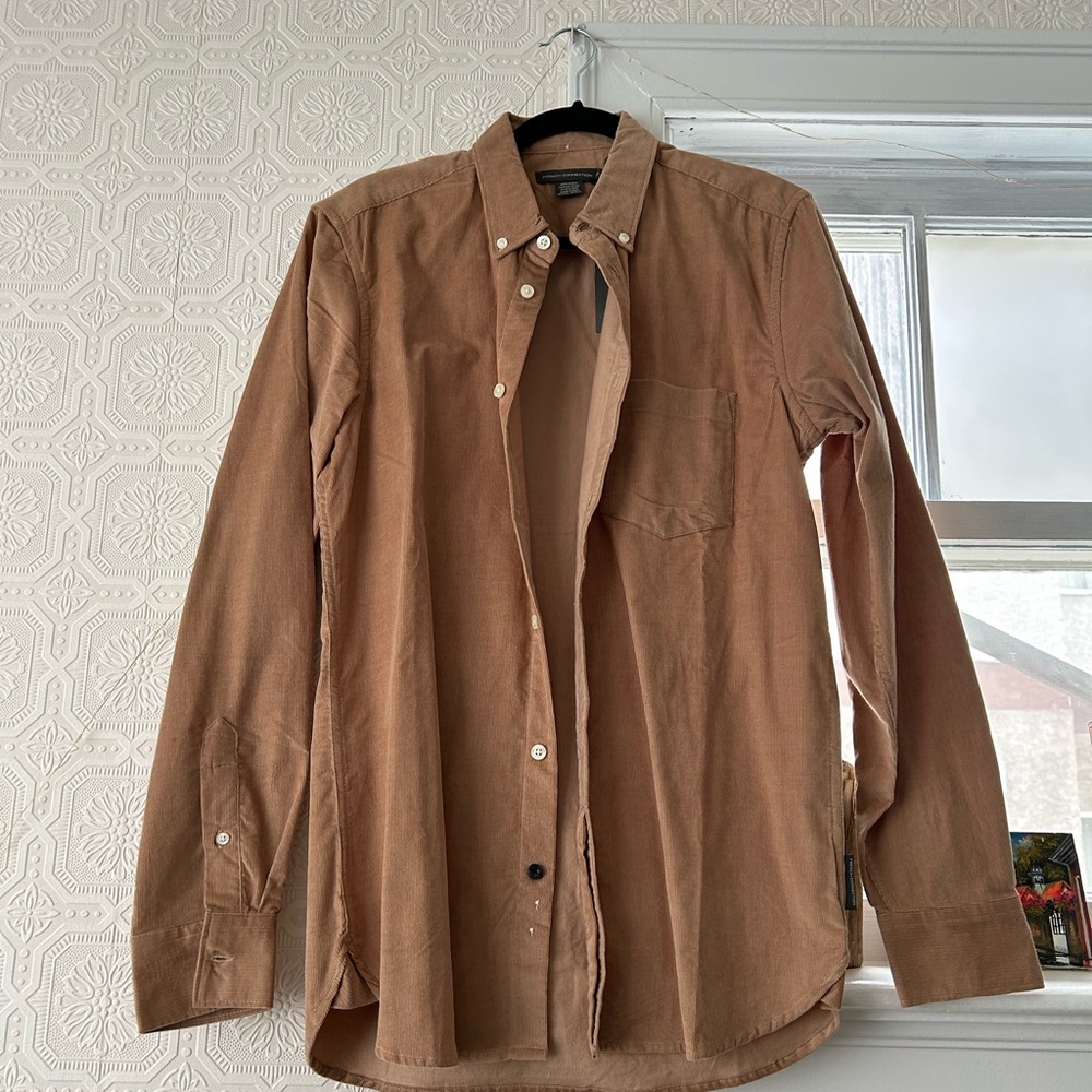 French Connection Tan Casual Button-Down Shirt